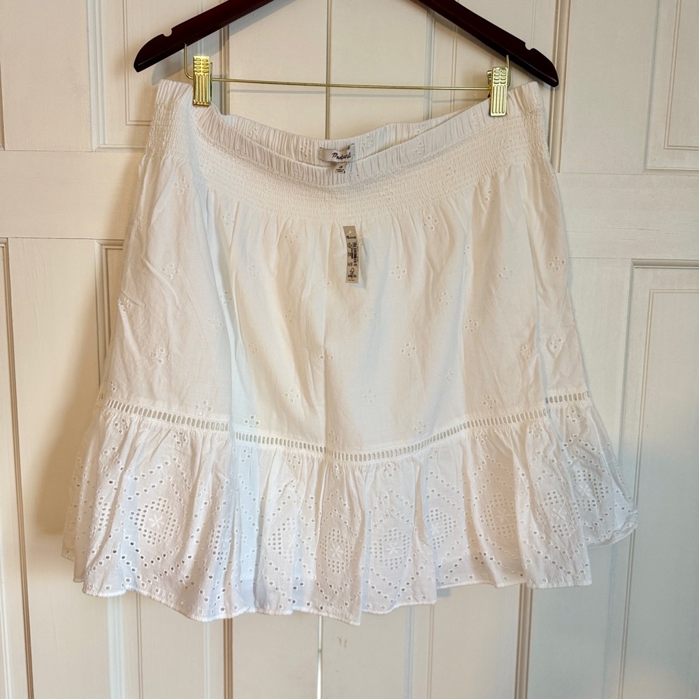 Madewell White Eyelet Ruffle Skirt